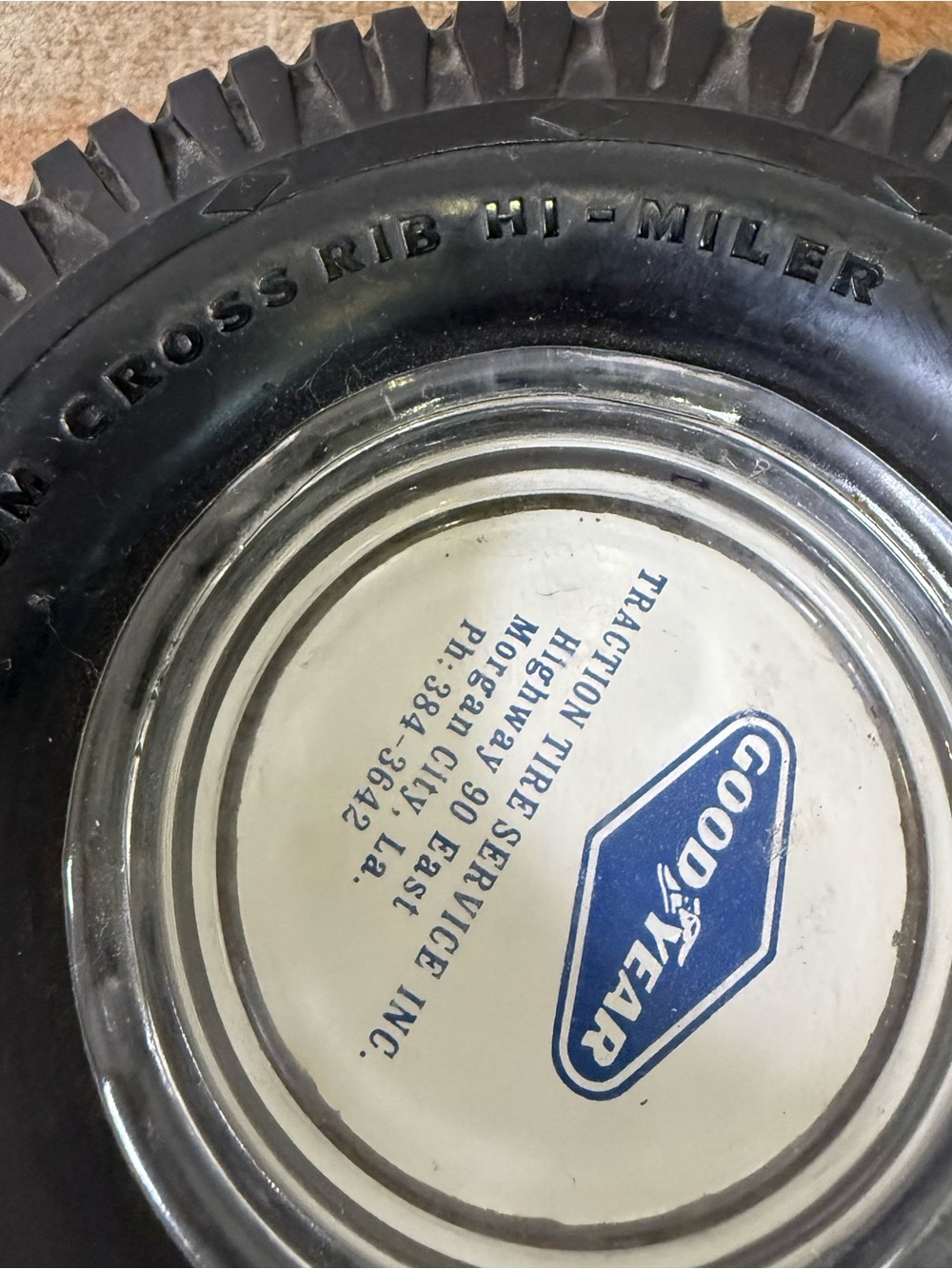 Goodyear Tire Ashtray - Black Tire Rim with Logo Man Cave Decor - Picture 9 of 11